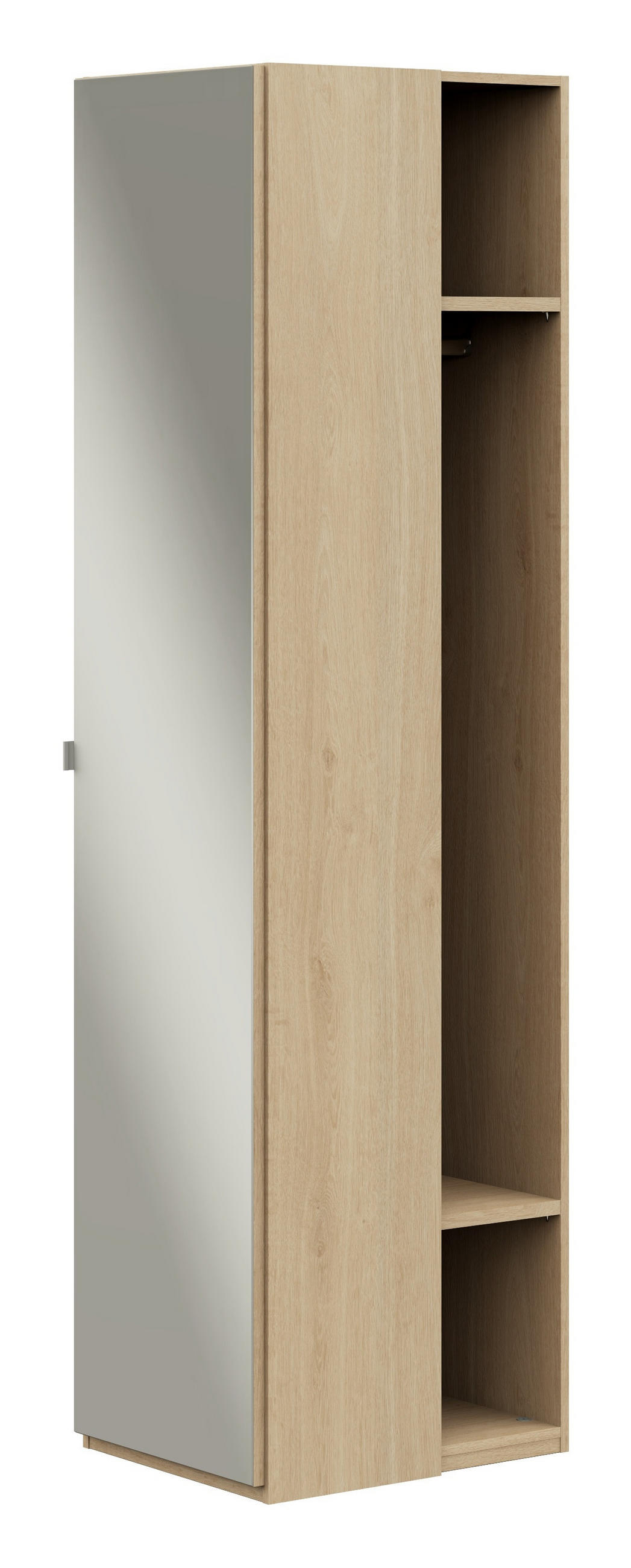 KLEIDERSCHRANK in Eichefarben  - Edelstahlfarben/Eichefarben, Design, Glas/Holzwerkstoff (51,3/213,6/59,3cm) - Cantus
