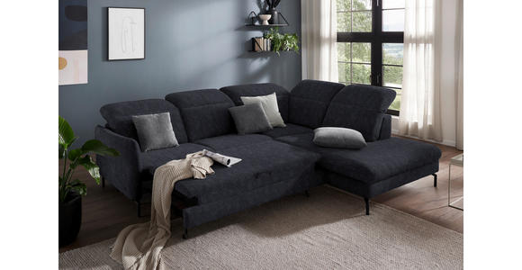 ECKSOFA in Flachgewebe Graphitfarben 299-313/233 cm - Schwarz/Graphitfarben, Design, Textil/Metall (299-313/233cm) - Dieter Knoll