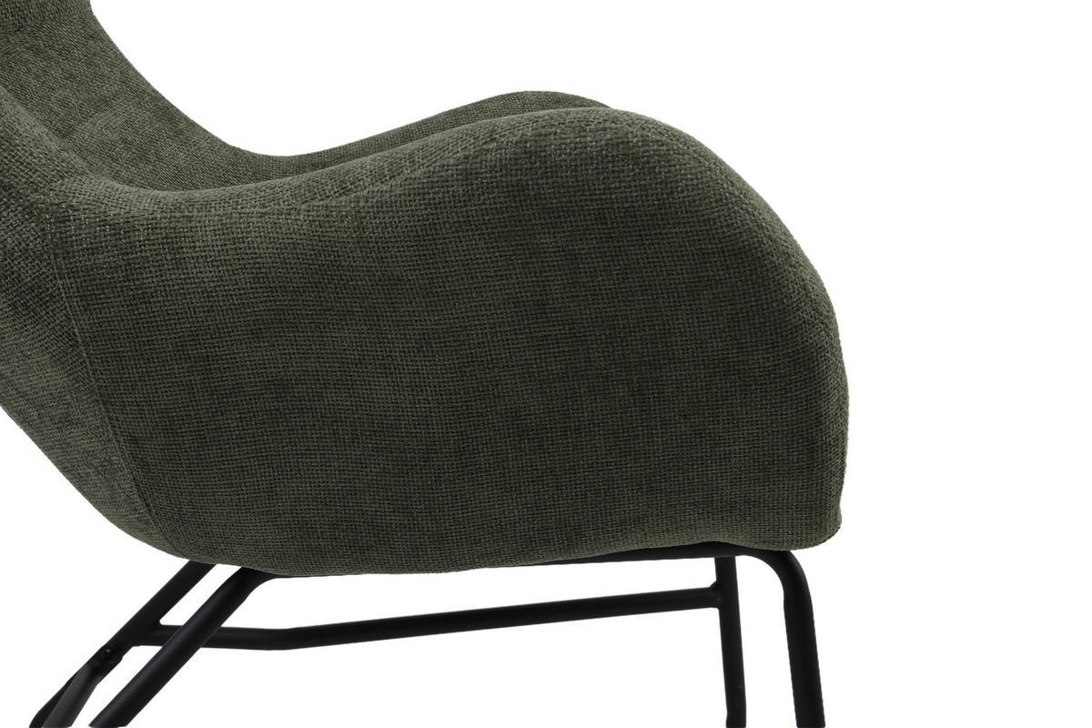 SESSEL in Bouclé Grün  - Schwarz/Grün, MODERN, Textil/Metall (77/106.5/84cm) - Livetastic