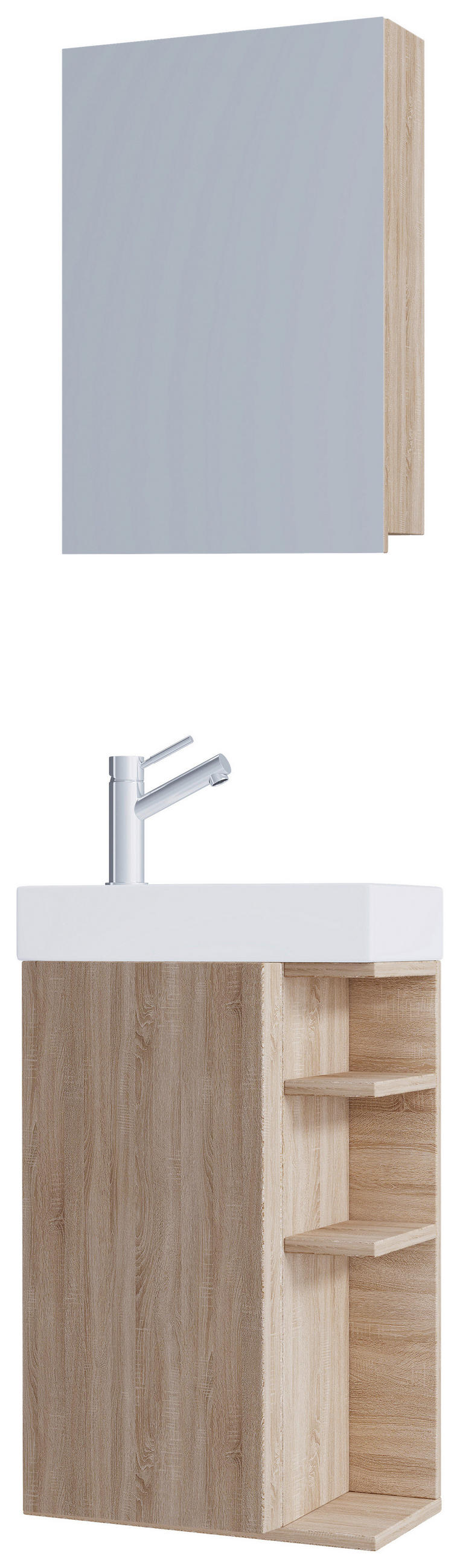 GÄSTEBAD 40 cm  - Weiß/Sonoma Eiche, MODERN, Glas/Keramik (40cm) - MID.YOU