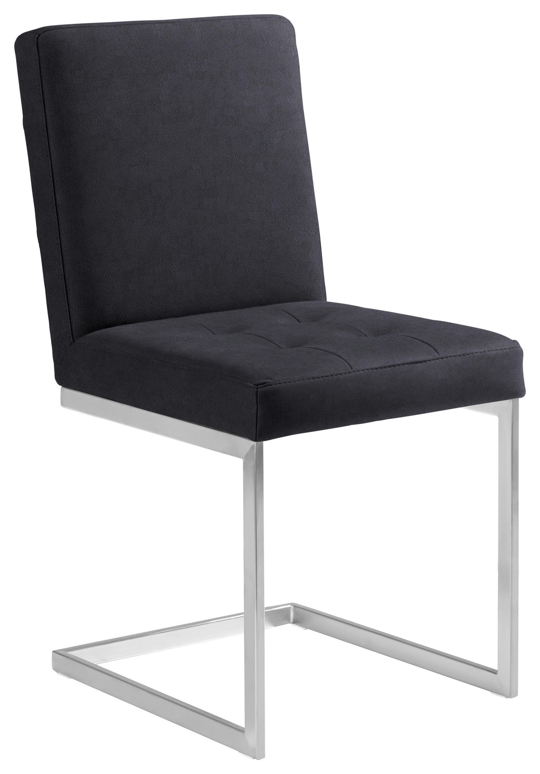 SCHWINGSTUHL  in Stahl Mikrofaser  - Edelstahlfarben/Schwarz, Design, Textil/Metall (45/91/58cm) - Moderano