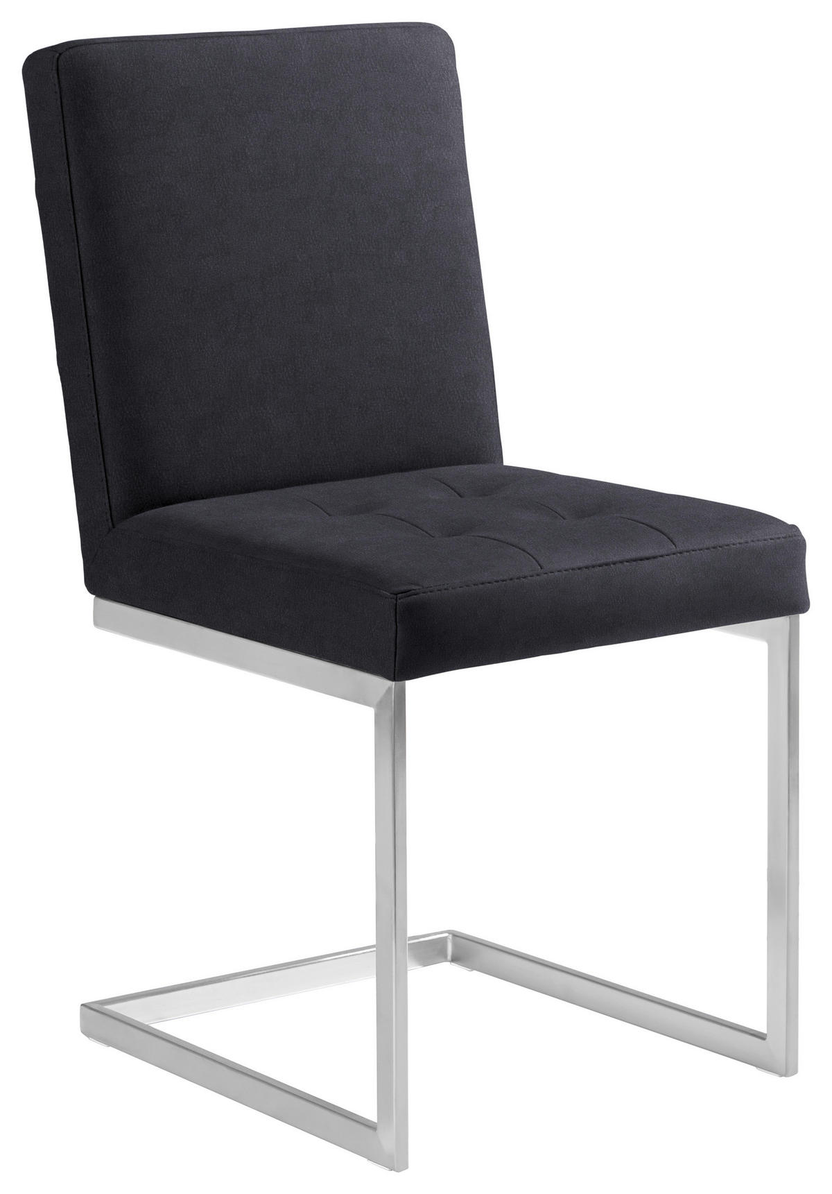 SCHWINGSTUHL  in Stahl Mikrofaser  - Edelstahlfarben/Schwarz, Design, Textil/Metall (45/91/58cm) - Moderano