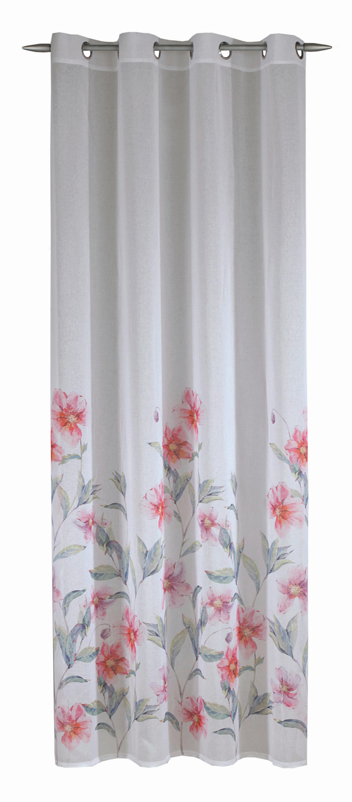 ÖSENVORHANG halbtransparent  - Rot/Weiß, Basics, Textil (135/245cm)
