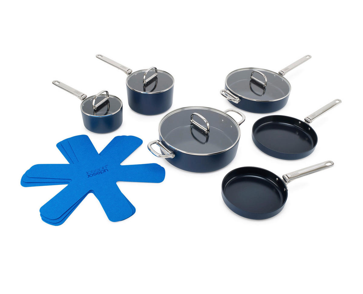 KOCHTOPFSET Space 6-teilig  - Blau, Basics, Glas/Kunststoff - Joseph Joseph