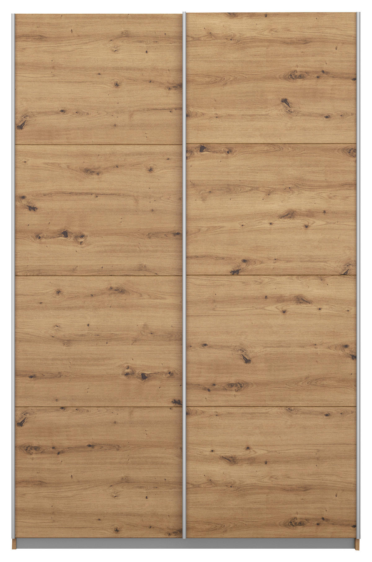 SCHWEBETÜRENSCHRANK 136/197/61 cm 2-türig Eiche Artisan  - Alufarben/Eiche Artisan, MODERN, Holzwerkstoff/Metall (136/197/61cm) - Rauch Möbel
