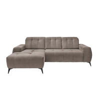 ECKSOFA Graubraun Cord  - Graubraun/Schwarz, MODERN, Textil/Metall (180/258cm) - Livetastic
