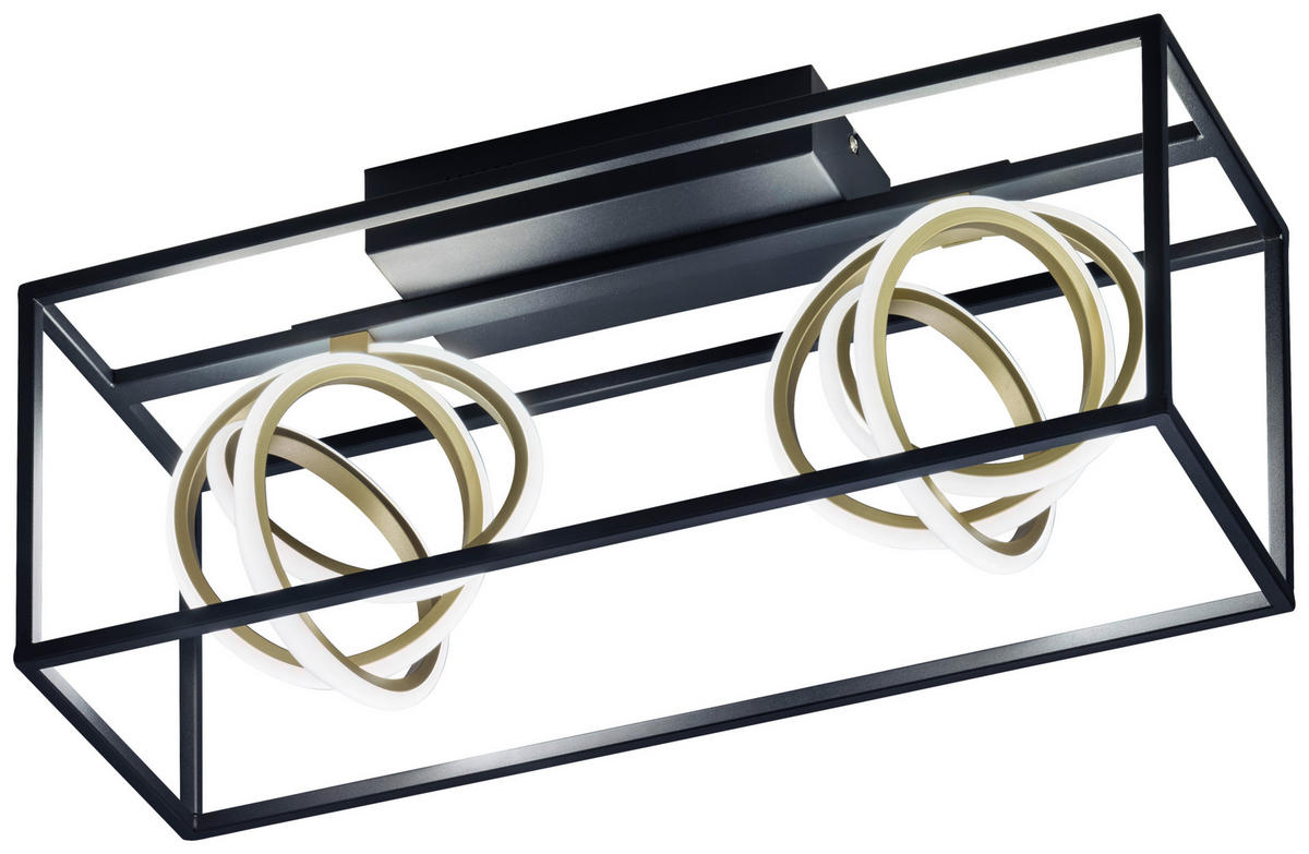 LED-DECKENLEUCHTE 58,5/20/25 cm   - Goldfarben/Schwarz, LIFESTYLE, Kunststoff/Metall (58,5/20/25cm)