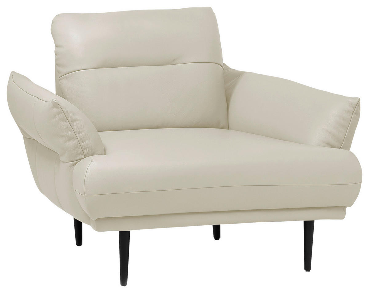 SESSEL in Lederlook Weiss  - Weiss/Schwarz, Design, Holz/Textil (95/85/96cm) - Livetastic