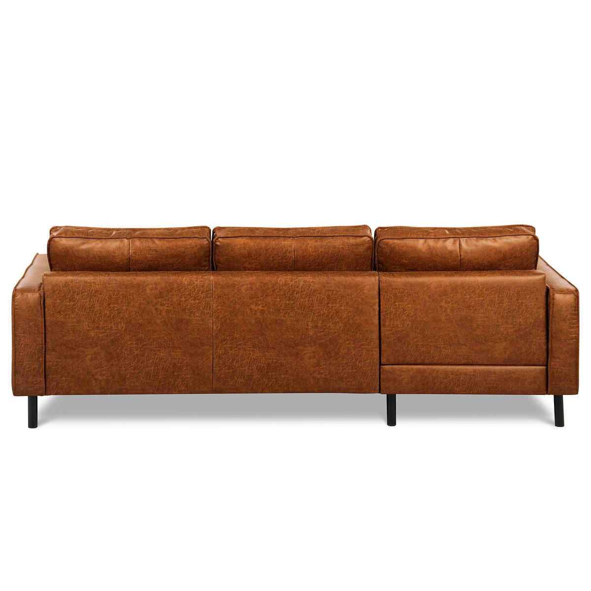 ECKSOFA Cognac Echtleder Lederlook Bettkasten, Schlaffunktion, Rücken echt  - Cognac/Schwarz, Design, Leder/Textil (166/238cm) - Livetastic