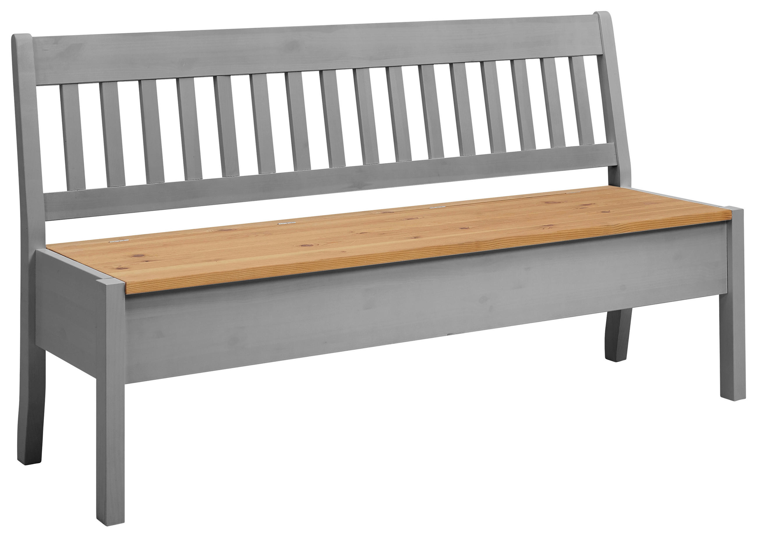 SITZBANK 169/93/58 cm Grau, Laugenfarbig Kiefer massiv  - Laugenfarbig/Grau, ROMANTIK / LANDHAUS, Holz (169/93/58cm) - Boxxx