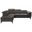 ECKSOFA Dunkelbraun Mikrovelours  - Dunkelbraun/Schwarz, KONVENTIONELL, Kunststoff/Textil (231/274cm) - Carryhome