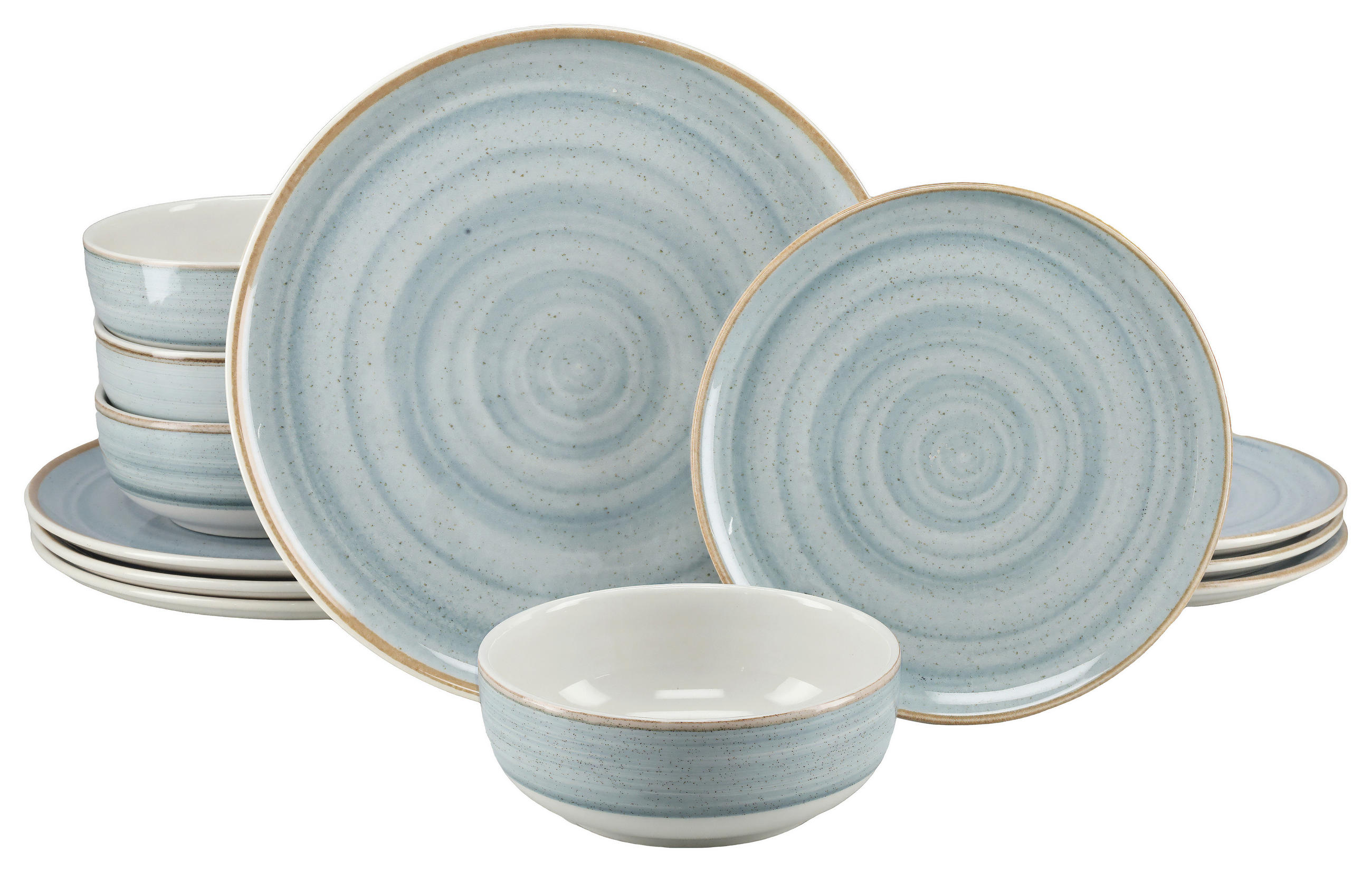 Serviciu De Masă 12 piese  - albastru azur/crem, Basics, ceramică - Creatable