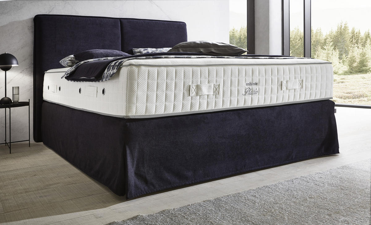 BOXSPRINGBETT 180/200 cm  in Anthrazit  - Anthrazit/Silberfarben, Konventionell, Textil/Metall (180/200cm) - Ambiente