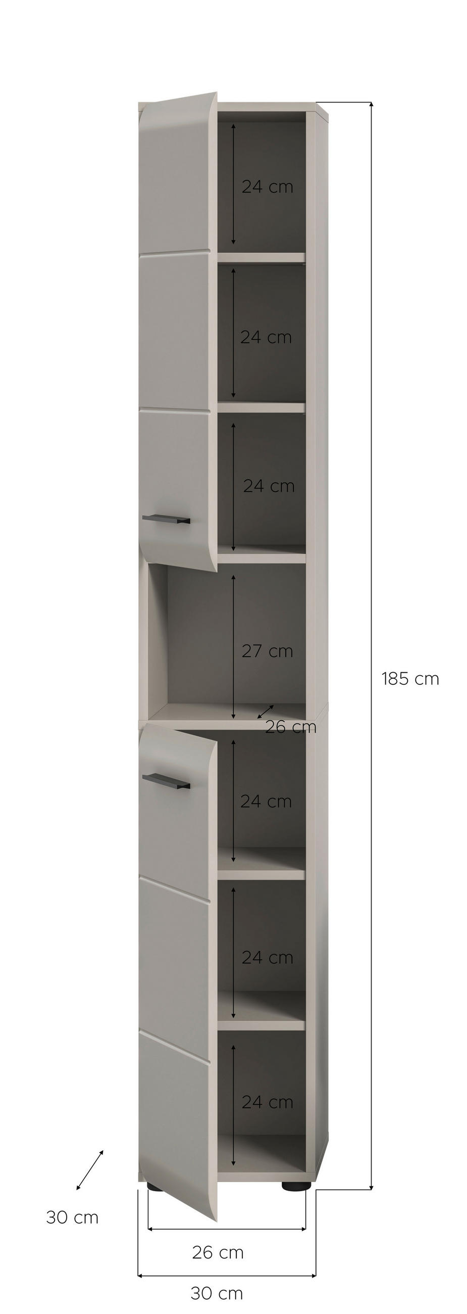HÖGSKÅP  - svart/kashmir, Trend, trämaterial/plast (30/185/30cm) - MID.YOU