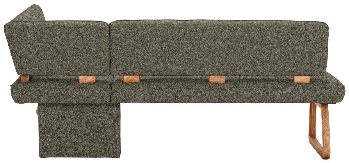 ECKBANK 208/155 cm Webstoff, Mikrofaser Grün Eiche vollmassiv   - Grün, KONVENTIONELL, Holz/Textil (208/155cm) - Venda