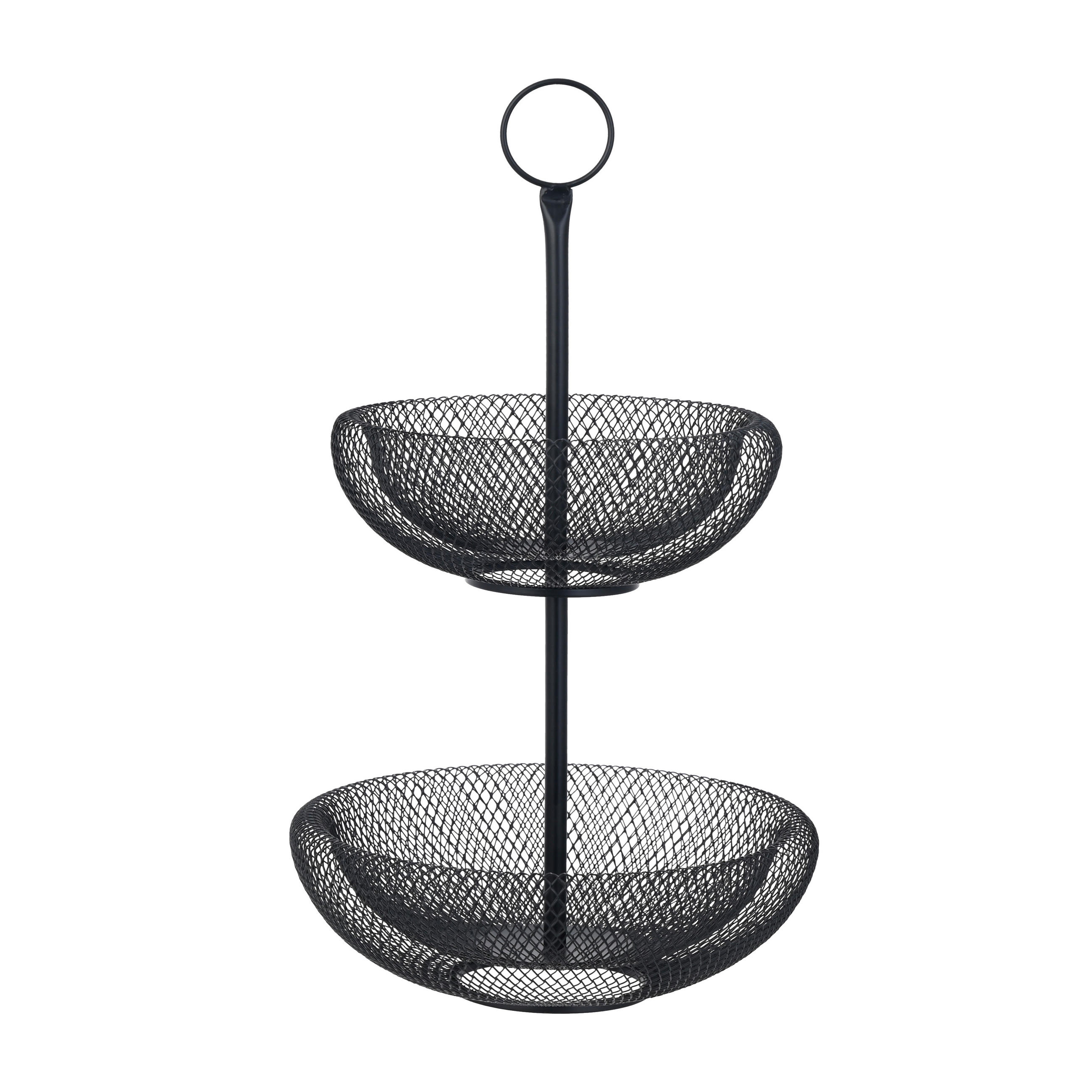 Platou Etajat Prăjituri cu 2 etaje - negru, Basics, metal (29/48cm) - Ambia Home