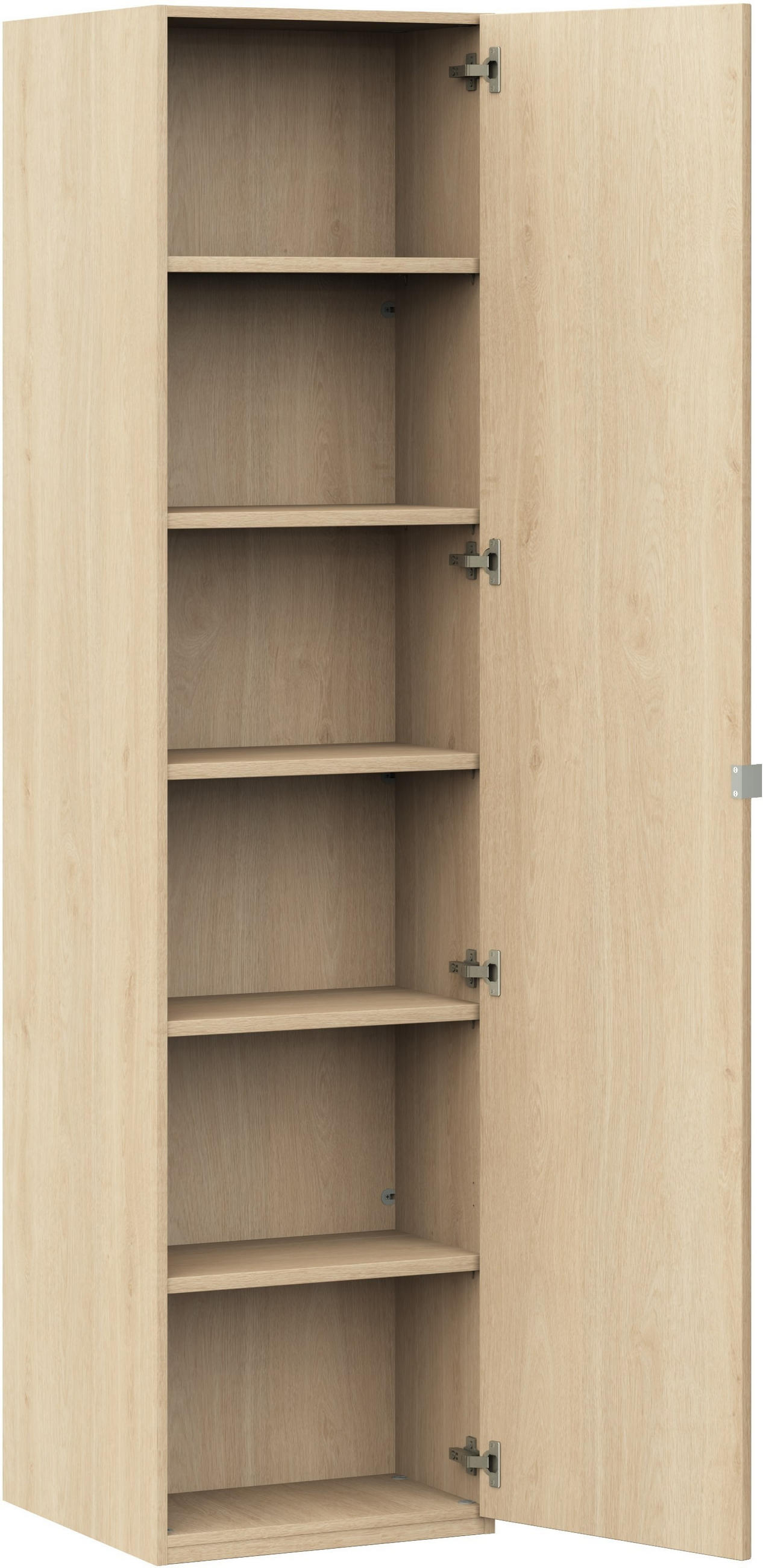 KLEIDERSCHRANK 1-türig Eichefarben  - Edelstahlfarben/Eichefarben, Design, Glas/Holzwerkstoff (51,3/213,6/59,3cm) - Cantus