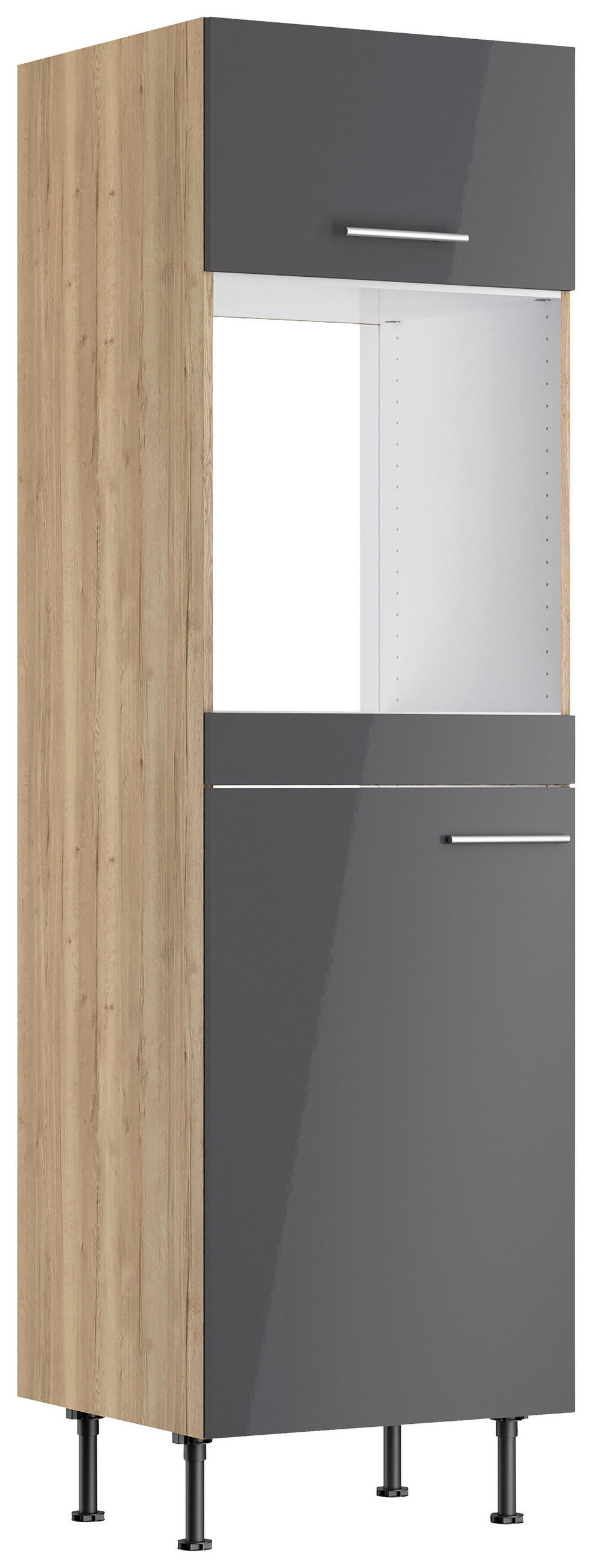 ECKKÜCHE 270/200 cm  in Anthrazit, Eichefarben  - Edelstahlfarben/Eichefarben, Basics, Holzwerkstoff/Metall (270/200cm) - Optifit