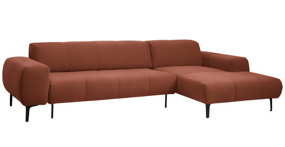 ECKSOFA in Chenille Cognac 311/167 cm - Cognac/Schwarz, Design, Textil/Metall (311/167cm) - Xora