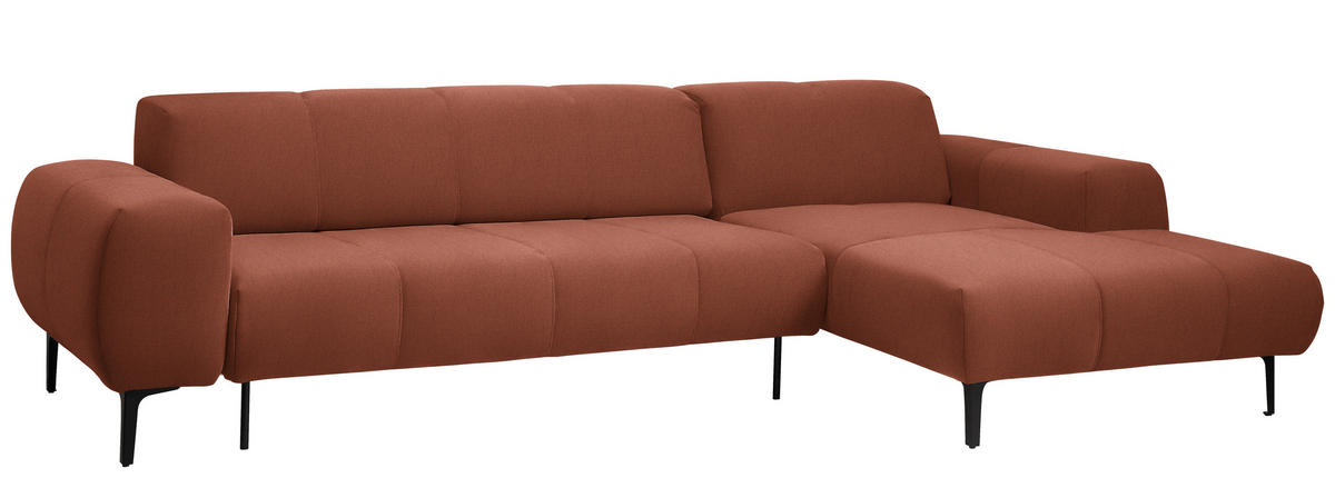 ECKSOFA in Chenille Cognac  - Cognac/Schwarz, Design, Textil/Metall (311/167cm) - Xora