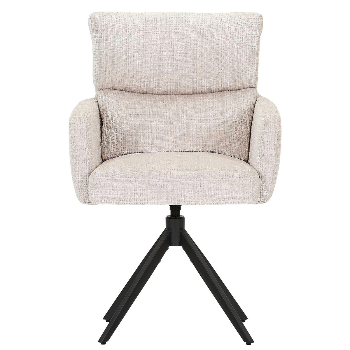 ARMLEHNSTUHL  Typenauswahl, Sitzfläche 360° drehbar Chenille  Schwarz, Beige  - Beige/Schwarz, Design, Textil/Metall (60/90/65cm) - Milino