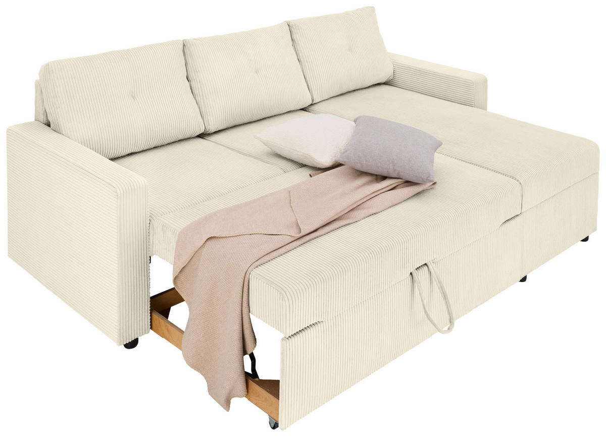 ECKSOFA - Creme/Schwarz, KONVENTIONELL, Kunststoff/Textil (218/155cm) - Ti'me