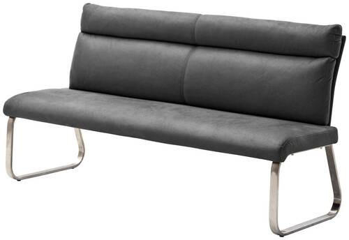 SITZBANK 160/98/70 cm Mikrofaser Grau, Edelstahlfarben  - Edelstahlfarben/Grau, Design, Textil/Metall (160/98/70cm) - Livetastic