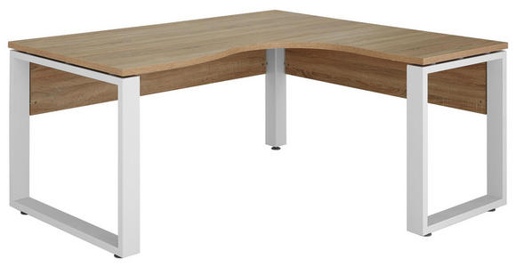 ECKSCHREIBTISCH - Weiß/Sonoma Eiche, KONVENTIONELL, Holzwerkstoff/Metall (160/75,6/140cm) - Voleo