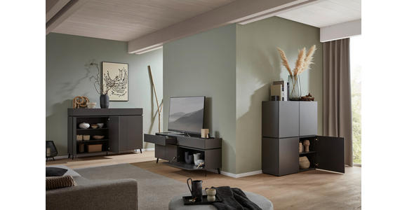 SIDEBOARD in 180/111/40 cm - Schwarz/Graphitfarben, Design, Holzwerkstoff/Kunststoff (180/111/40cm) - Voleo