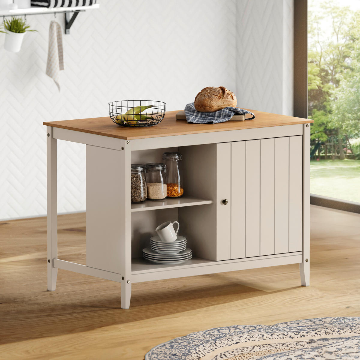 KÜCHENINSEL 122/90/77 cm  in Braun, Beige  - Beige/Zinkfarben, MODERN, Holz/Metall (122/90/77cm) - Livetastic