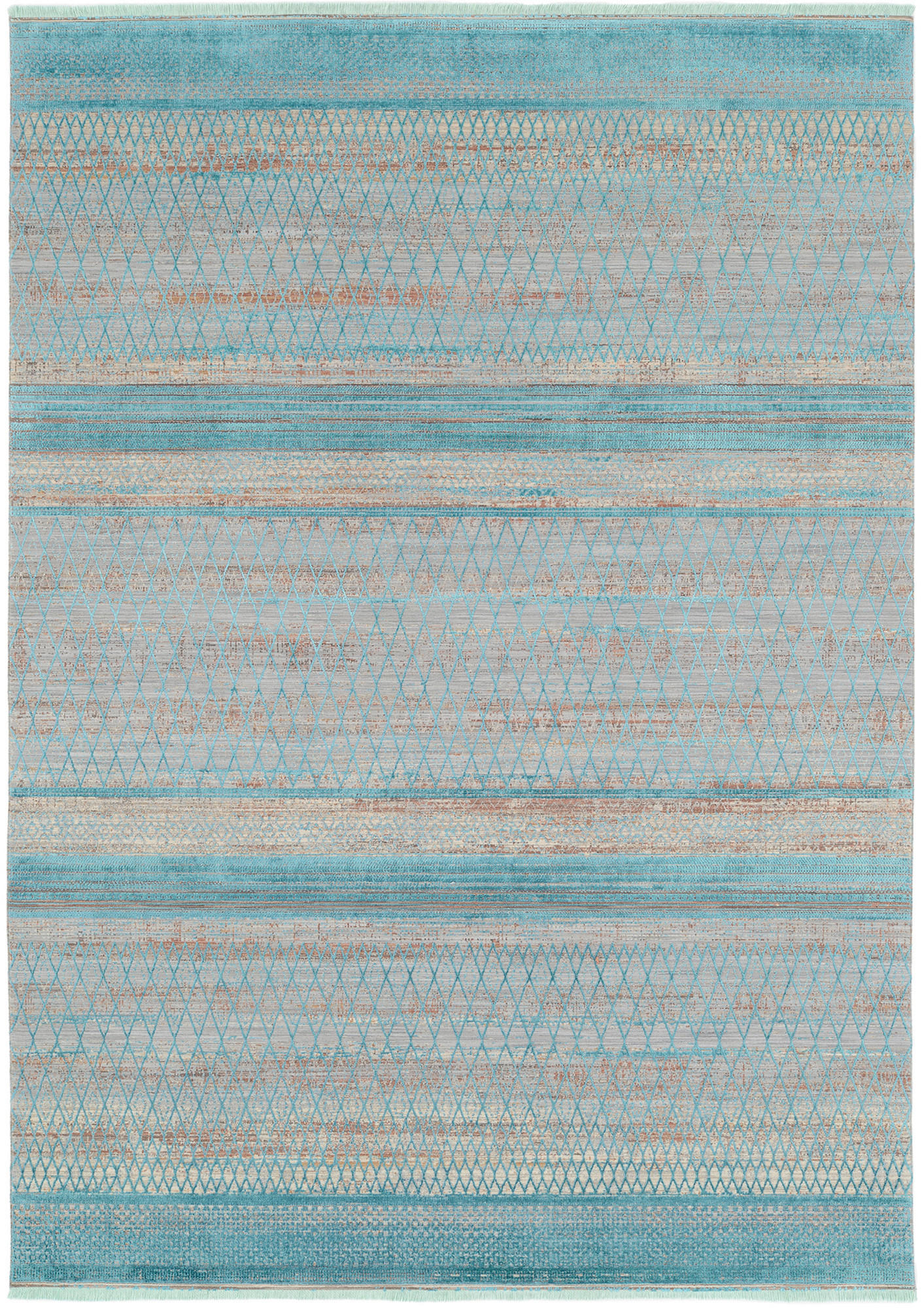 WEBTEPPICH 200/240 cm Tinto Maestro Grau, Türkis  - Türkis/Grau, Design, Textil (200/240cm) - Dieter Knoll