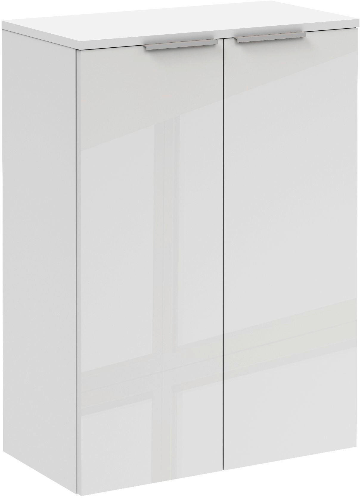 MIDISCHRANK 60,2/82,6/32 cm  - Silberfarben/Weiß, MODERN, Glas/Holzwerkstoff (60,2/82,6/32cm) - Voleo