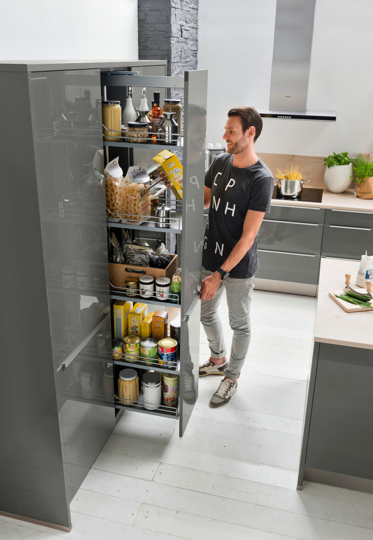 EINBAUKÜCHE LUX  - Eichefarben/Grau, Design, Holzwerkstoff - Nolte Küchen