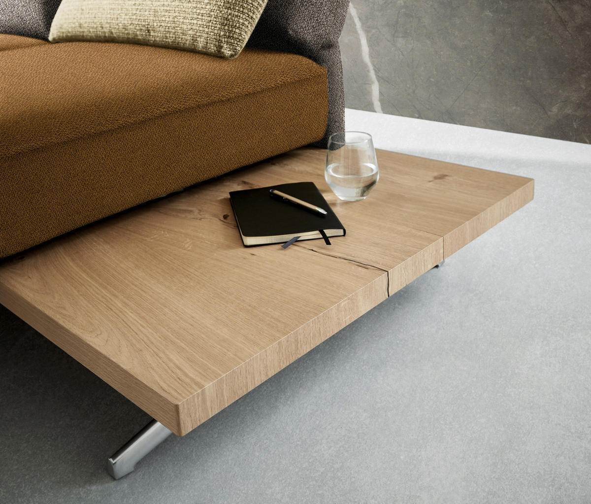 ECKSOFA in Flachgewebe Braun, Goldfarben  132/240 cm  - Chromfarben/Goldfarben, Design, Holz/Textil (132/240cm) - Koinor