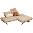 ECKSOFA  in Flachgewebe Beige  234/155 cm  - Beige/Schwarz, Design, Textil/Metall (234/155cm) - Dieter Knoll