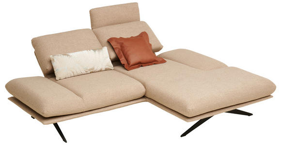 ECKSOFA  in Flachgewebe Beige  234/155 cm  - Beige/Schwarz, Design, Textil/Metall (234/155cm) - Dieter Knoll