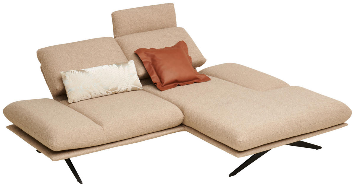 ECKSOFA in Flachgewebe Beige  - Beige/Schwarz, Design, Textil/Metall (234/155cm) - Dieter Knoll
