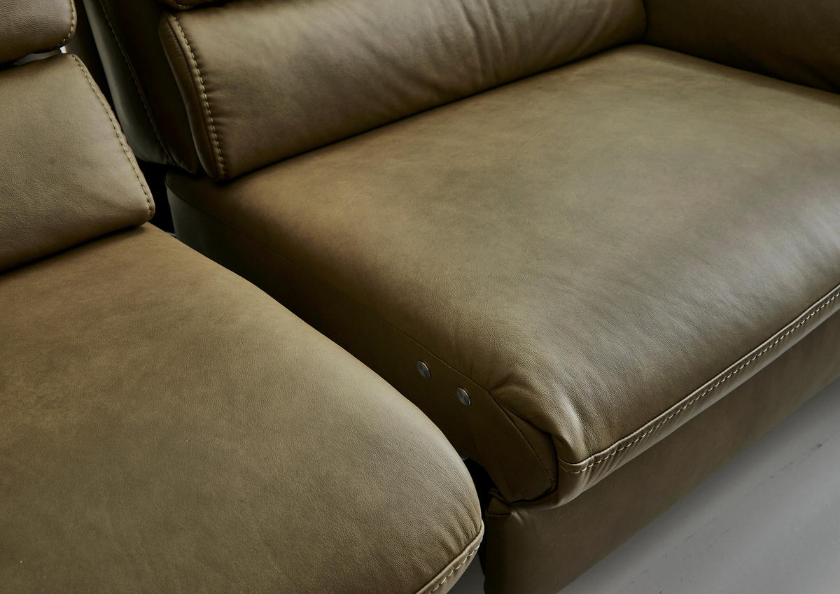 ECKSOFA inkl. Funktionen Valdera Schlammfarben Echtleder  - Schlammfarben/Schwarz, Design, Leder/Metall (246/280cm) - Hukla
