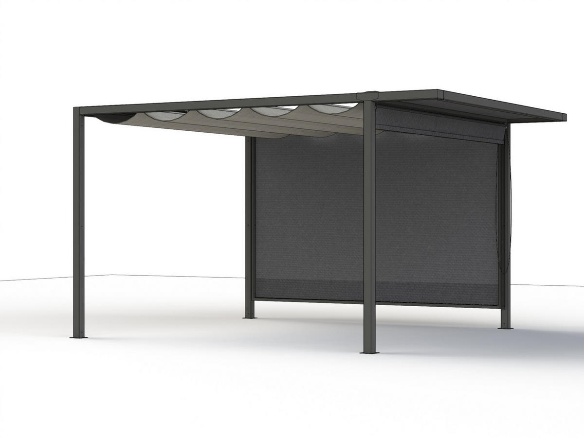 PAVILLON-ROLLO mit Seilzug 300/210/0,5 cm  - Anthrazit, Basics, Textil/Metall (300/210/0,5cm) - Siena Garden