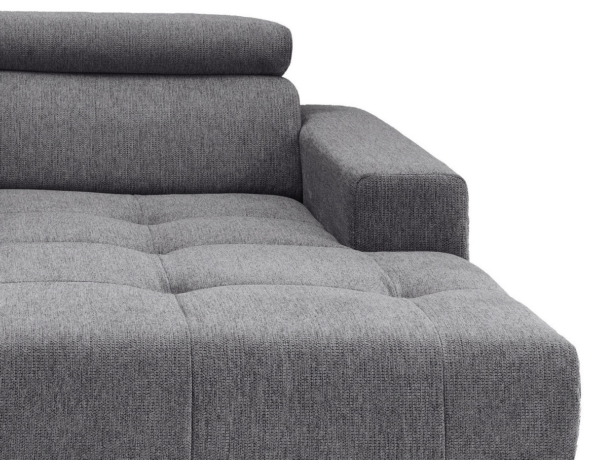 ECKSOFA in Chenille Dunkelgrau  - Dunkelgrau/Schwarz, Konventionell, Textil/Metall (200/188cm) - Livetastic