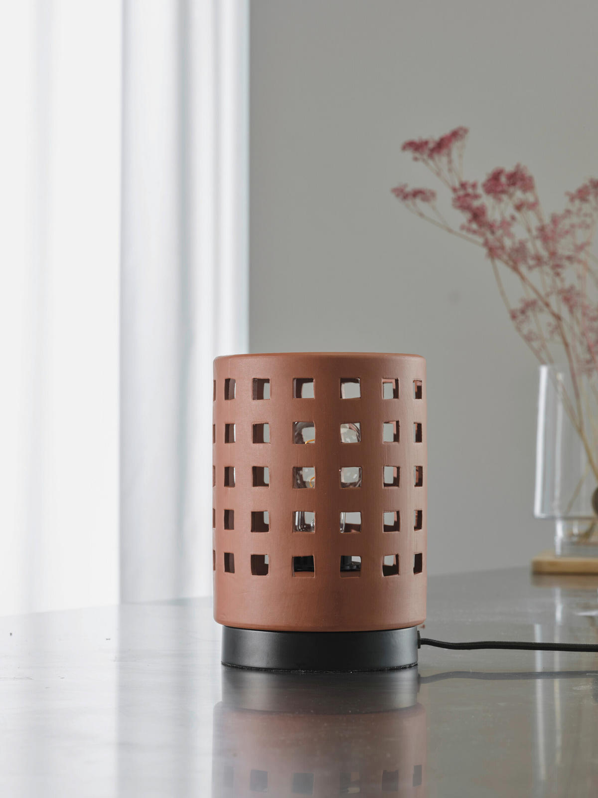 TISCHLEUCHTE 14.5/20.3 cm   - Braun, Basics, Stein/Metall (14.5/20.3cm) - Osram