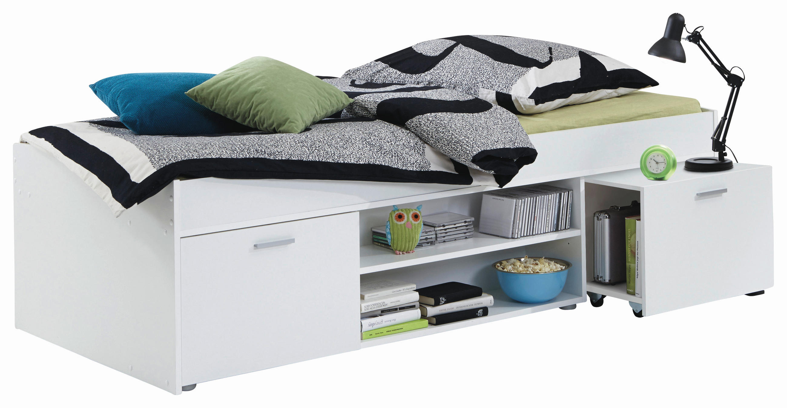 STAURAUMBETT 90/200 cm  in Weiß  - Silberfarben/Weiß, Design, Holzwerkstoff/Kunststoff (90/200cm) - Carryhome