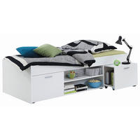 STAURAUMBETT 90/200 cm  in Weiß  - Silberfarben/Weiß, Design, Holzwerkstoff/Kunststoff (90/200cm) - Carryhome