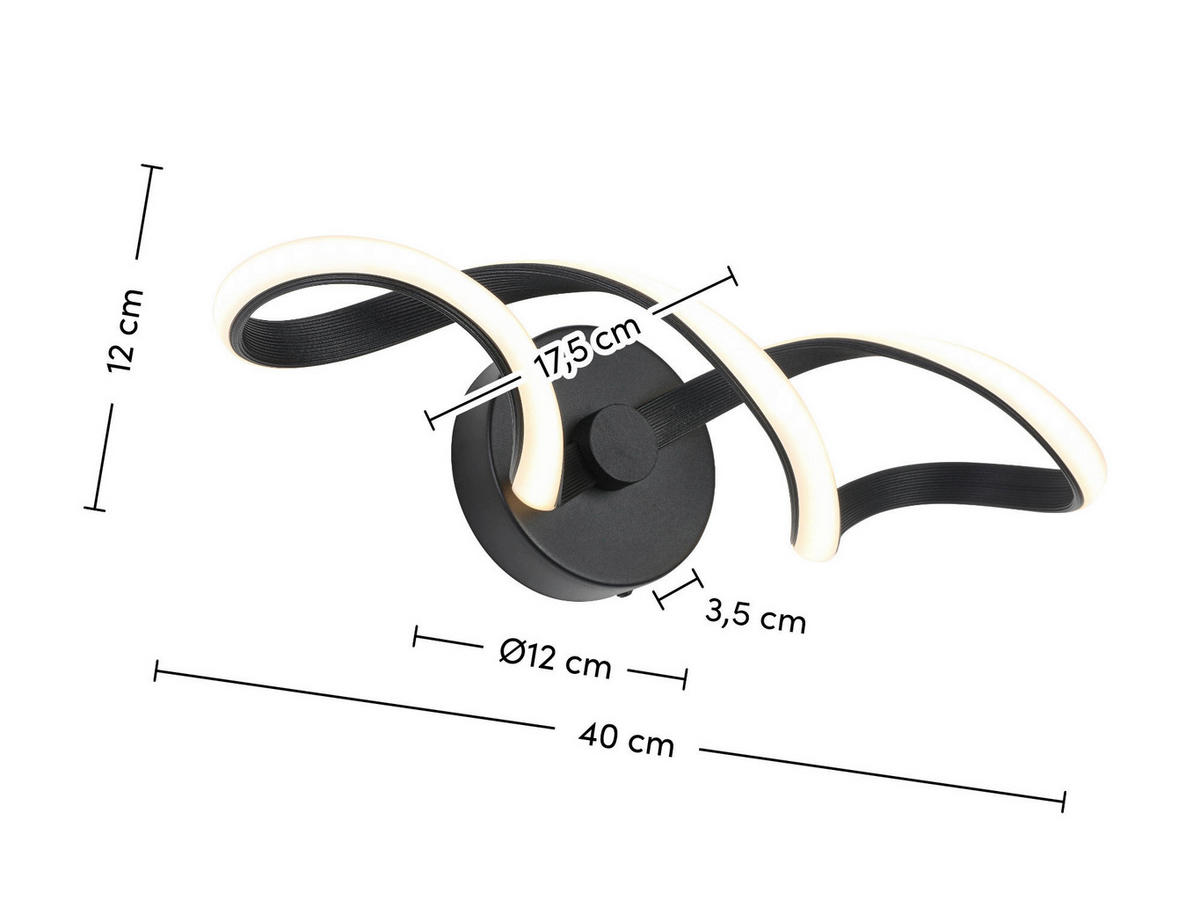 DECKENLEUCHTE 12/40/17,5 cm   - Schwarz, Trend, Kunststoff/Metall (12/40/17,5cm) - Collet's Monde
