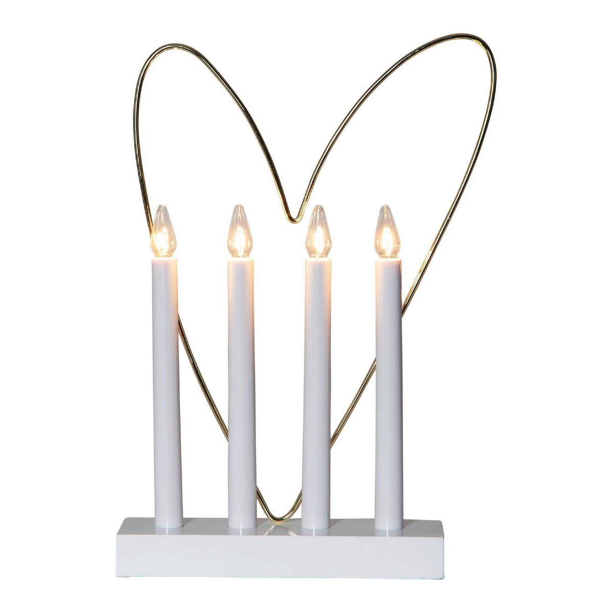 LED-KERZE  - Messingfarben/Weiß, Basics, Holz/Kunststoff (25/7,5/37cm) - Eglo