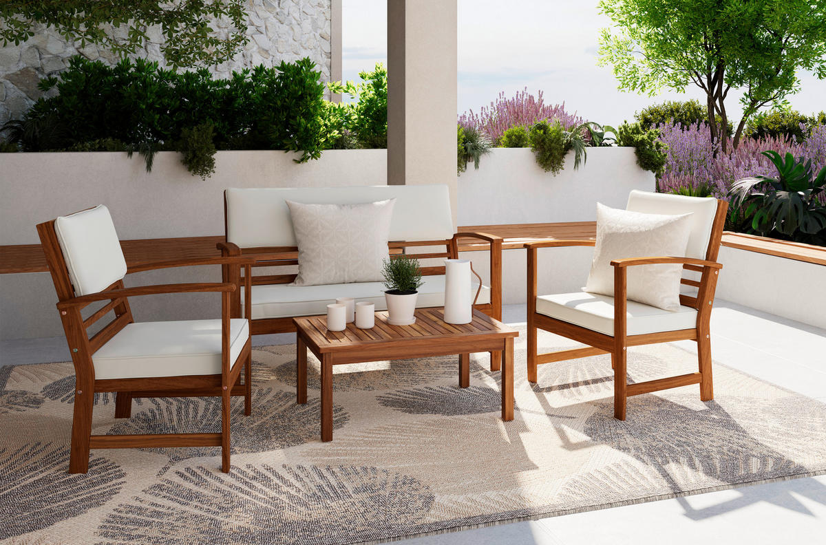 LOUNGEGARNITUR   80/50/33 cm Akazie vollmassiv  - Taupe/Naturfarben, MODERN, Holz/Wellpappe (80/50/33cm) - Ambia Garden