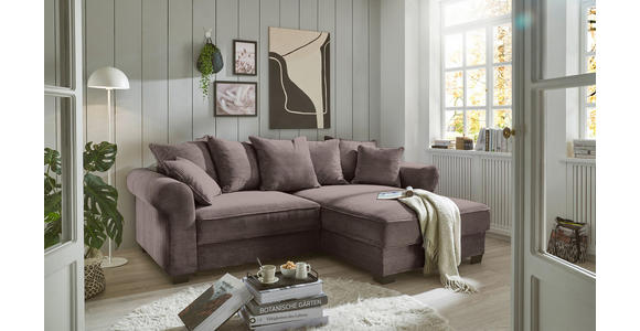 ECKSOFA Braun Cord  - Schwarz/Braun, KONVENTIONELL, Kunststoff/Textil (255/185cm) - Hom`in