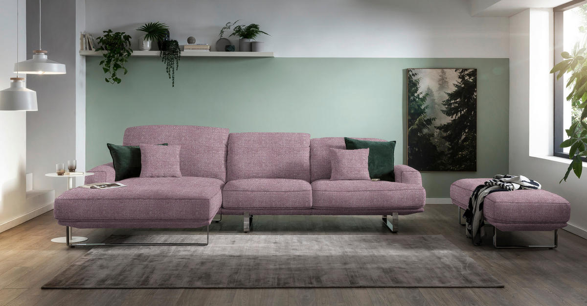 ECKSOFA Lesina Flieder Webstoff  - Flieder, Design, Textil/Metall (184/304cm) - Dieter Knoll