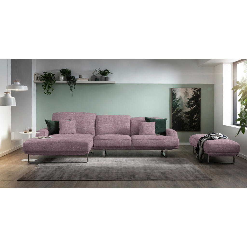 Thumbnail - Dieter Knoll Ecksofa Lesina, Flieder, Textil, 3-Sitzer, Ottomane links, L-Form, 304x184 cm, Typenauswahl, Fußauswahl, Le...