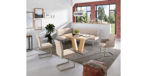 ECKBANK 160/185 cm  in Edelstahlfarben, Greige  - Edelstahlfarben/Greige, Design, Textil/Metall (160/185cm) - Dieter Knoll